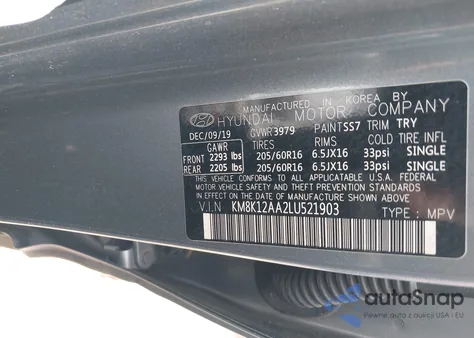2020 Hyundai Kona Se from USA, damaged, VIN KM8K12AA2LU521903
